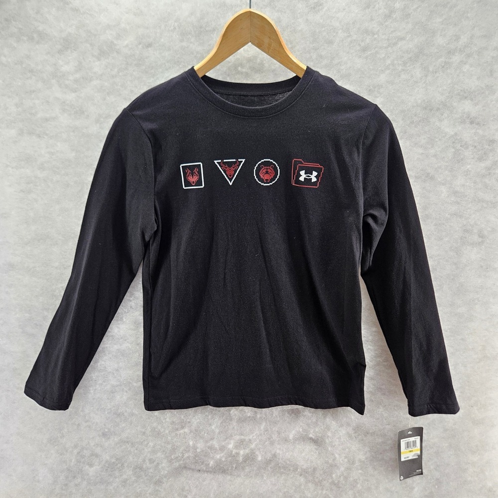 Under Armour Youth Long Sleeve Graphic TShirt NEW Black Youth Med Bear Deer Wolf